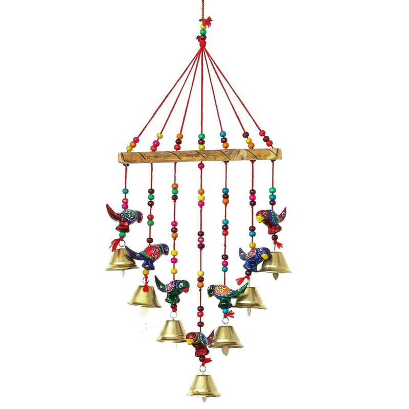 Indian Parrot Wall Hanging With Bells